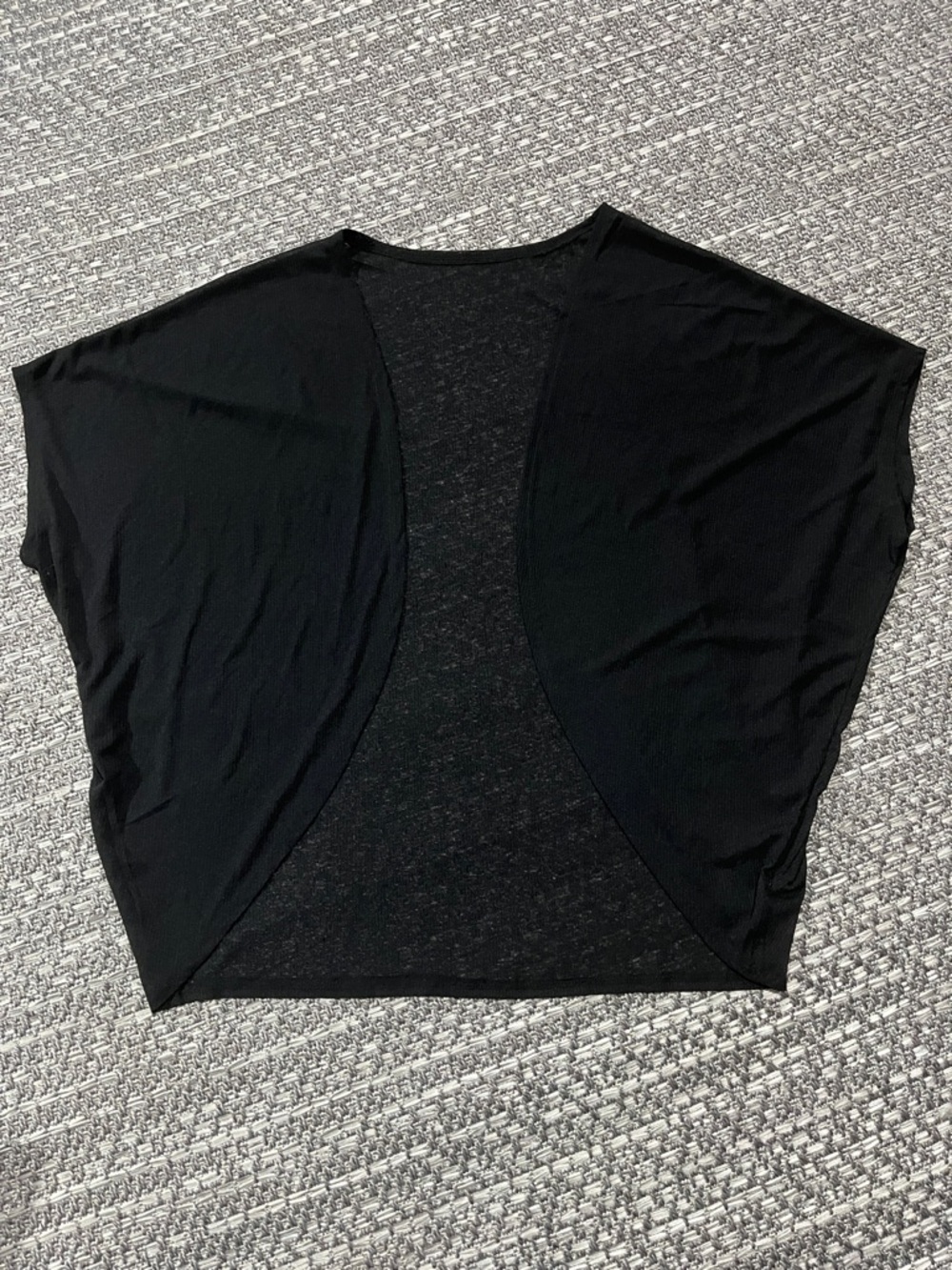 Emery Rose | Lightweight Black Oversized Short Batwing Sleeves Ribbed Coverup